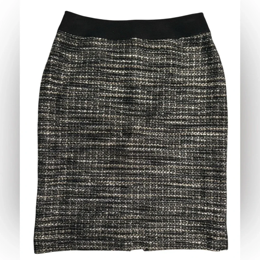 NWT Tahari Black & Gray Tweed Pencil Skirt Size 2 Fitted Y2K Clueless Classic - Picture 1 of 5